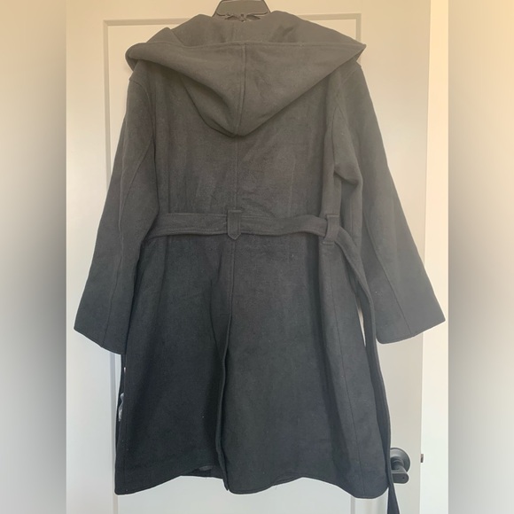 New Avec Les Filles Black Double Breasted Hooded Robe Coat Size XL Anthropologie - Picture 5 of 15